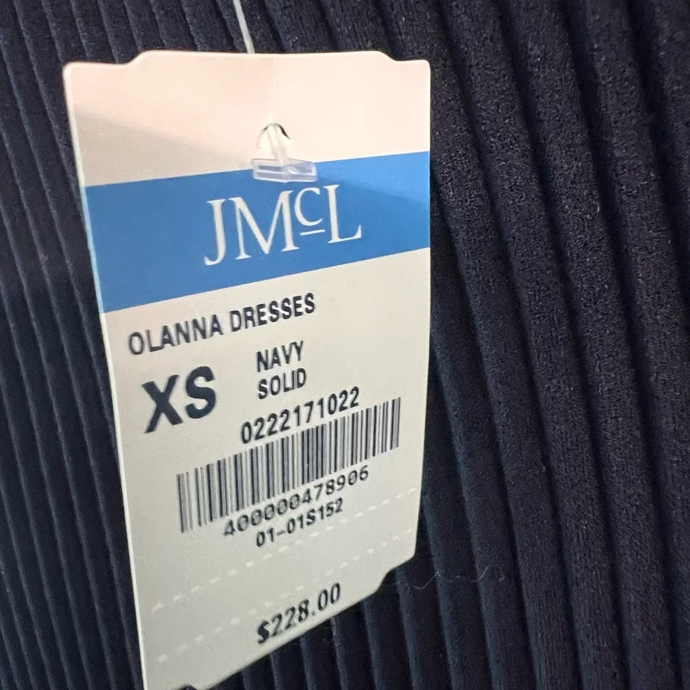 NWT J.McLaughlin Navy blue Olanna Dress Sz XS ribbed midi sleeveless new - Picture 3 of 6